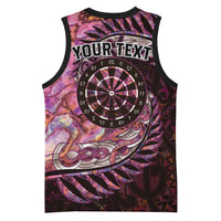 New Zealand Darts Personalised Basketball Jersey Aotearoa Silver Fern Pink Papua Shell Spirit LT9 - Polynesian Pride