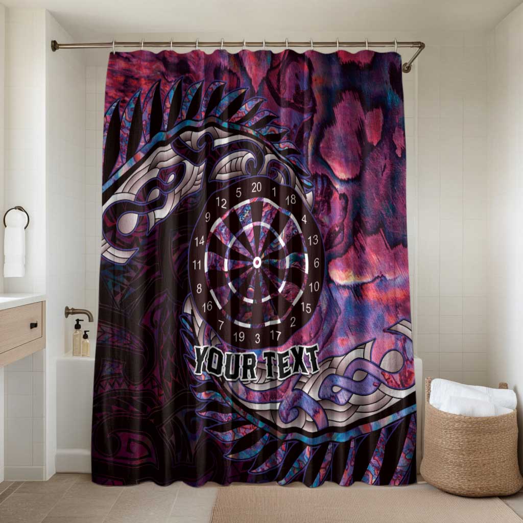 New Zealand Darts Personalised Bathroom Set Aotearoa Silver Fern Pink Papua Shell Spirit LT9 Shower Curtain Only Pink - Polynesian Pride