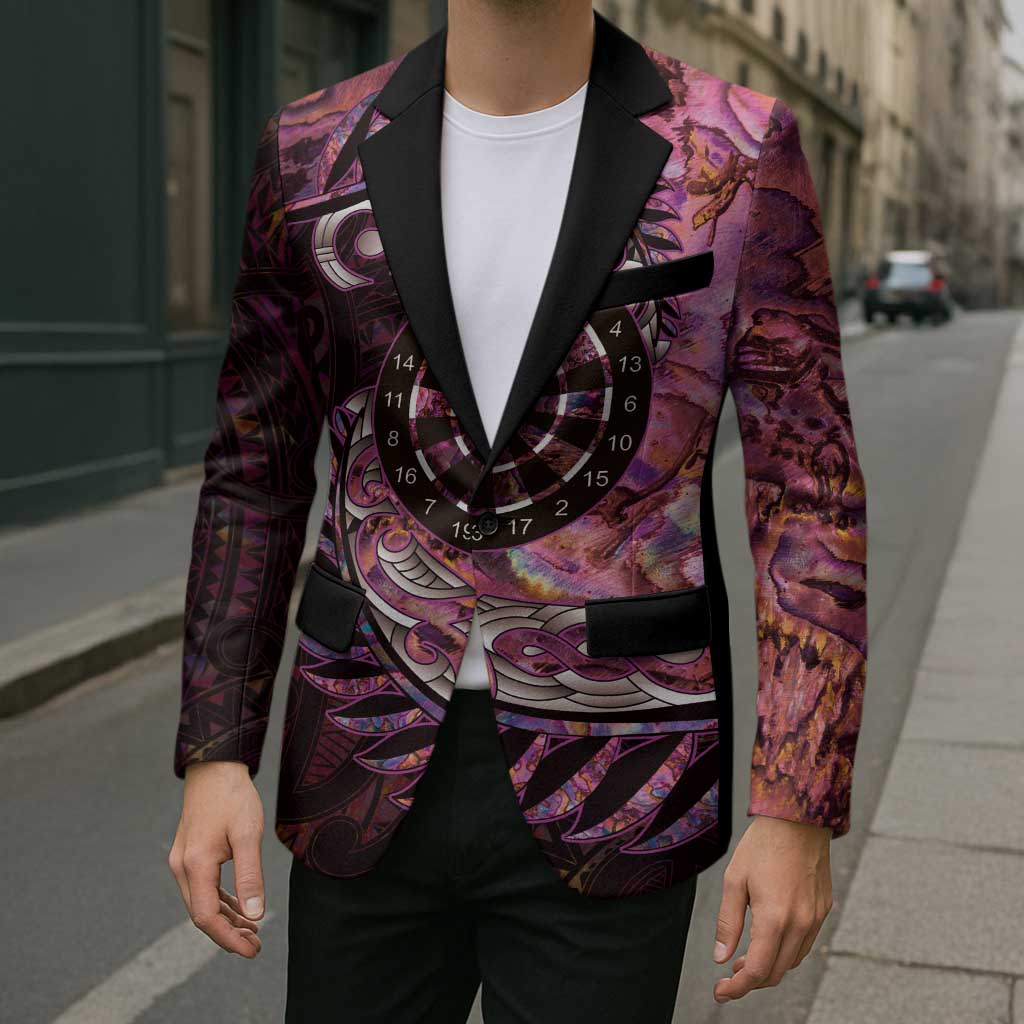 New Zealand Darts Personalised Blazer Aotearoa Silver Fern Pink Papua Shell Spirit LT9 - Polynesian Pride