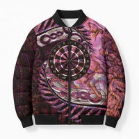 New Zealand Darts Personalised Bomber Puffer Jacket Aotearoa Silver Fern Pink Papua Shell Spirit LT9 Unisex Pink - Polynesian Pride