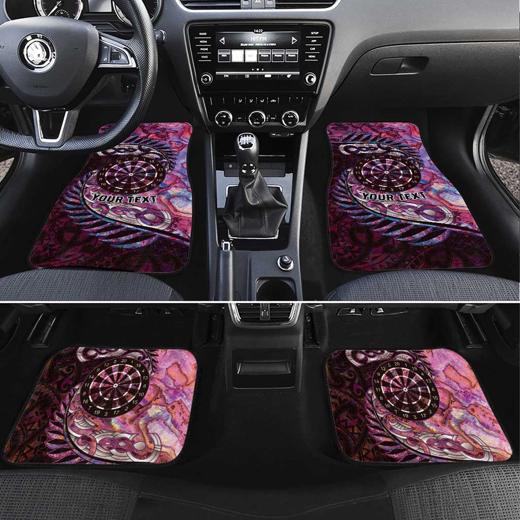 New Zealand Darts Personalised Car Mats Aotearoa Silver Fern Pink Papua Shell Spirit LT9 Set 4pcs Pink - Polynesian Pride