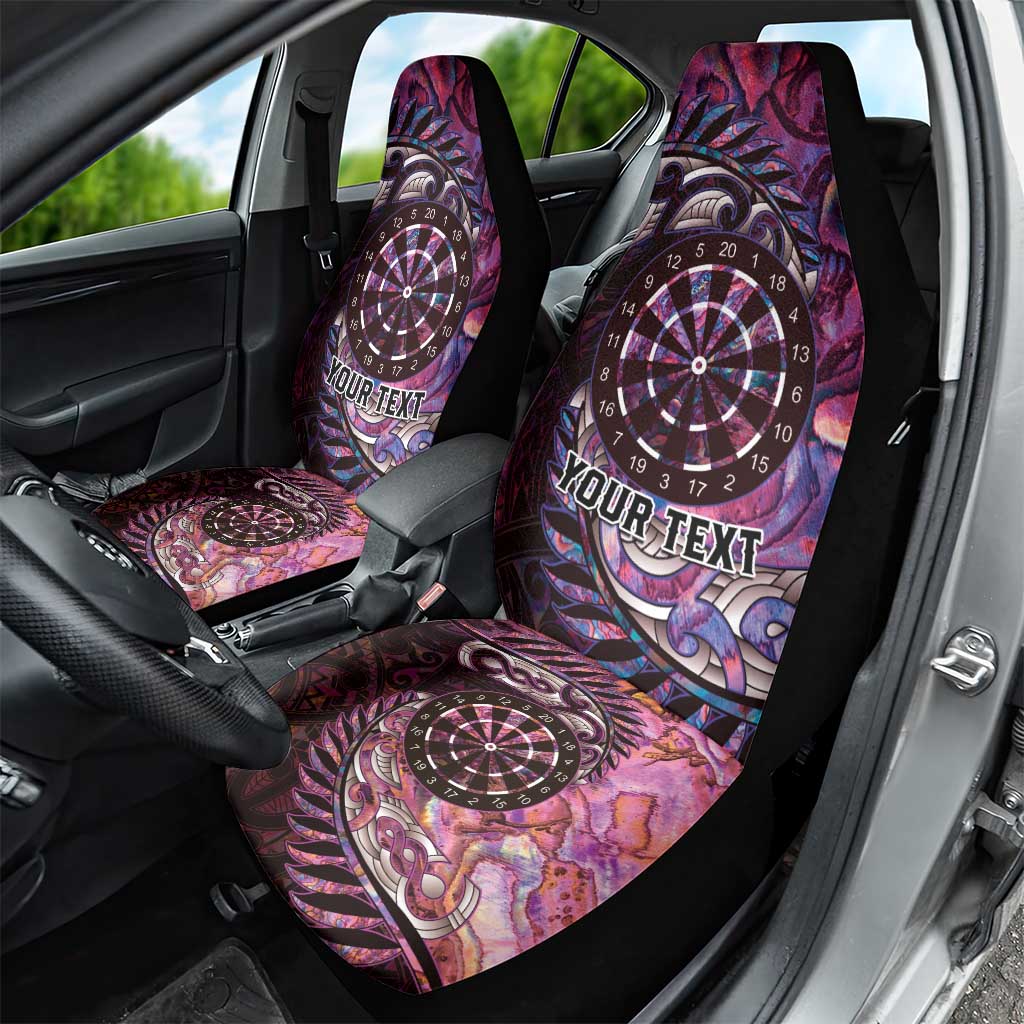 New Zealand Darts Personalised Car Seat Cover Aotearoa Silver Fern Pink Papua Shell Spirit LT9 - Polynesian Pride