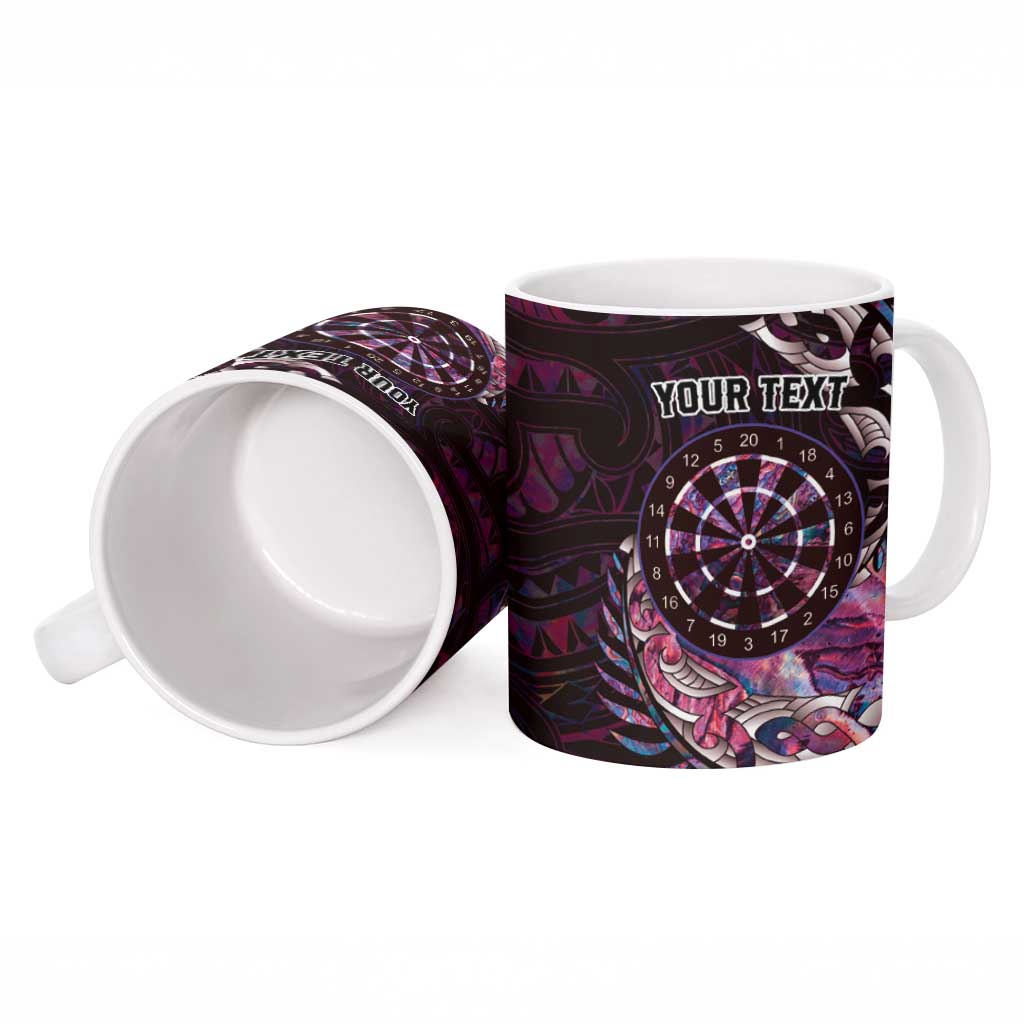 New Zealand Darts Personalised Ceramic Mug Aotearoa Silver Fern Pink Papua Shell Spirit - Polynesian Pride
