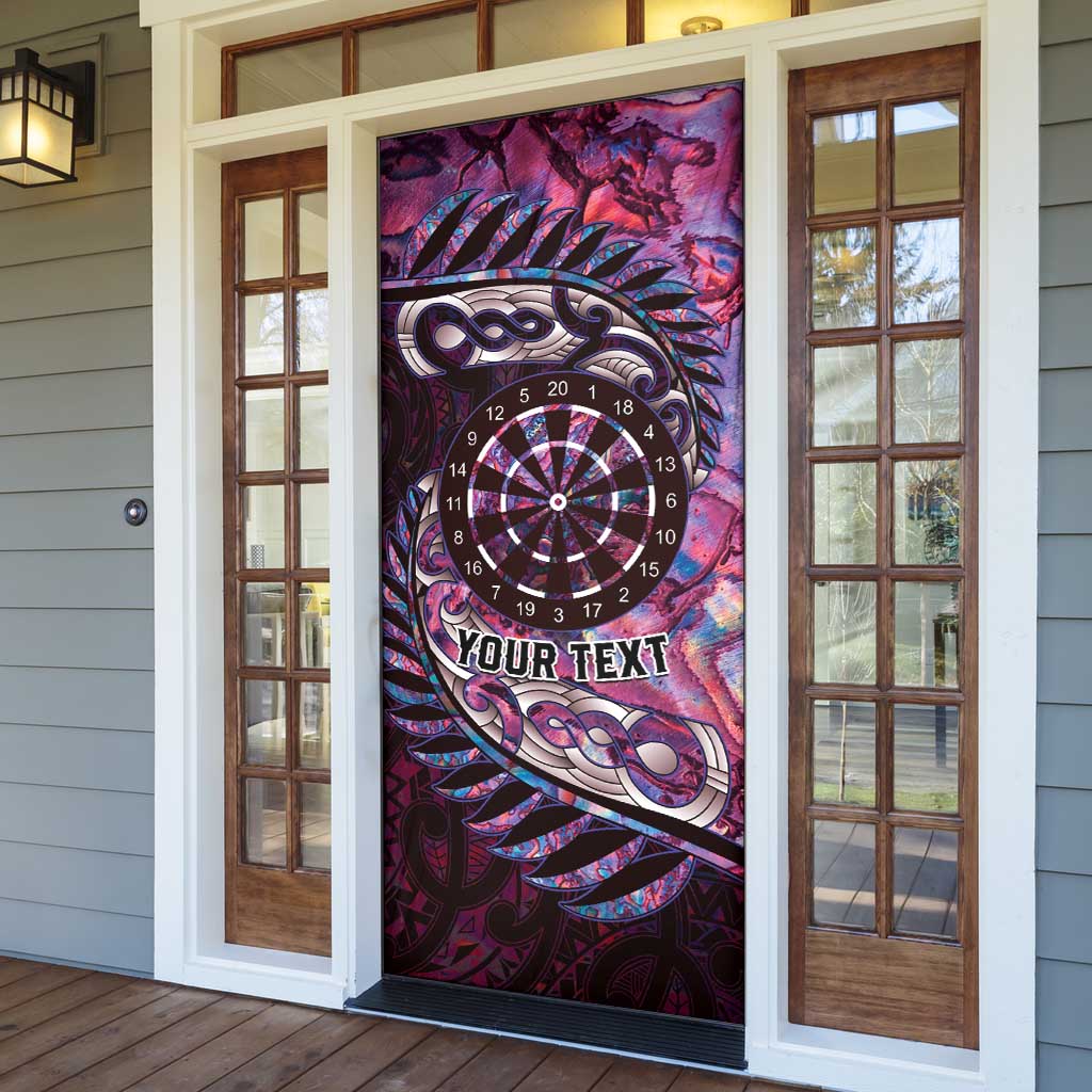 New Zealand Darts Personalised Door Cover Aotearoa Silver Fern Pink Papua Shell Spirit LT9 - Polynesian Pride