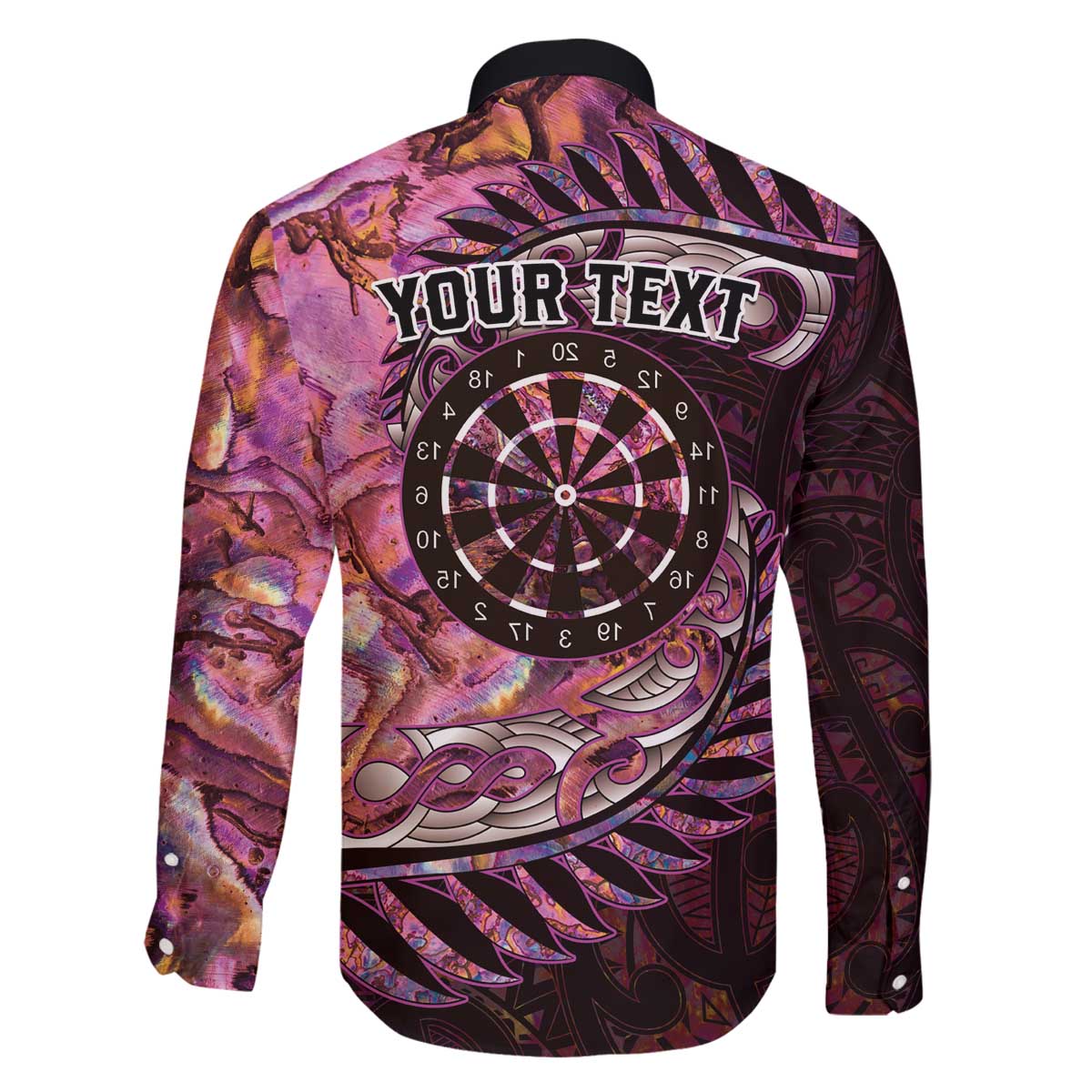 New Zealand Darts Personalised Family Matching Off The Shoulder Long Sleeve Dress and Hawaiian Shirt Aotearoa Silver Fern Pink Papua Shell Spirit LT9 - Polynesian Pride