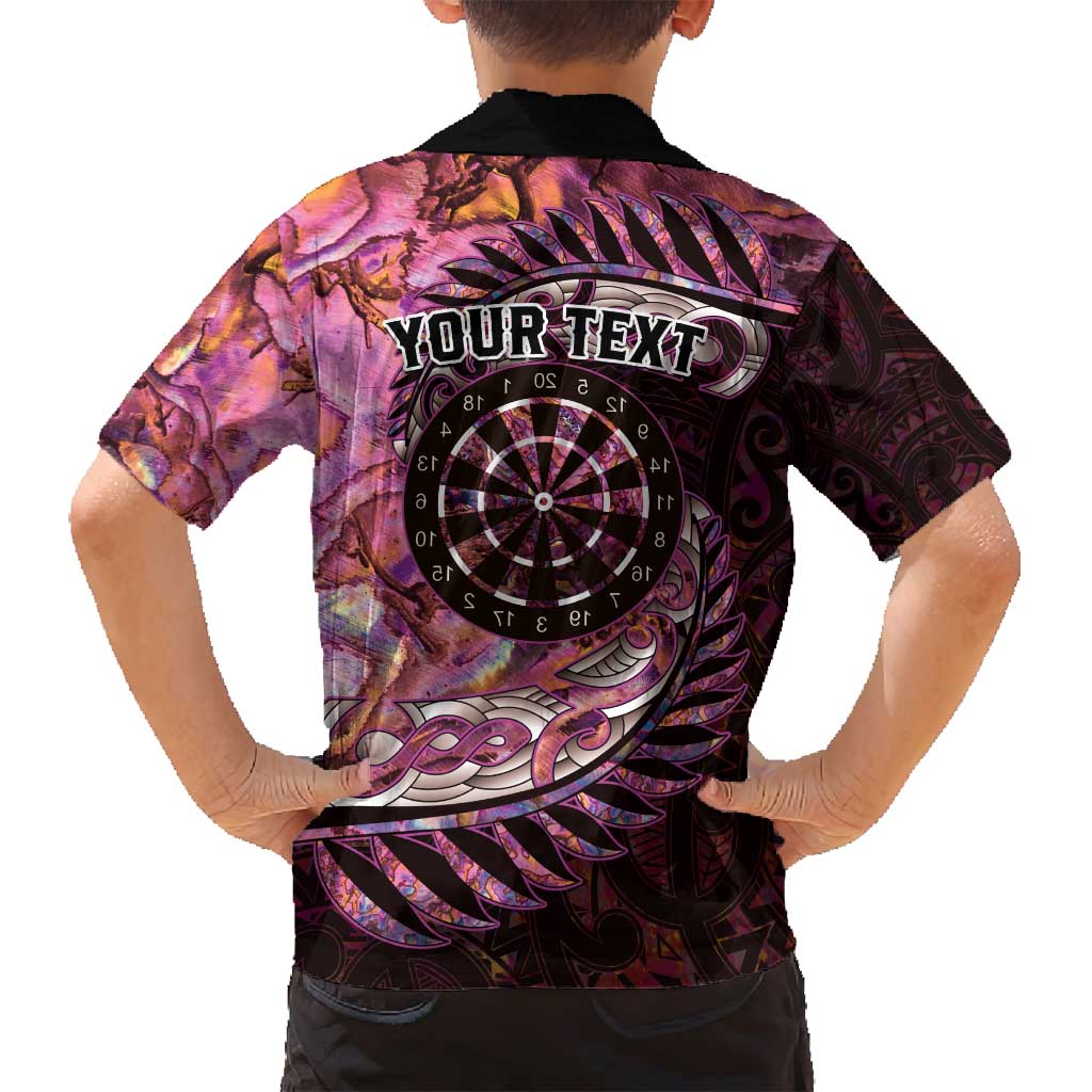 New Zealand Darts Personalised Family Matching Off Shoulder Maxi Dress and Hawaiian Shirt Aotearoa Silver Fern Pink Papua Shell Spirit LT9 - Polynesian Pride
