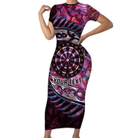 New Zealand Darts Personalised Family Matching Short Sleeve Bodycon Dress and Hawaiian Shirt Aotearoa Silver Fern Pink Papua Shell Spirit LT9 Mom's Dress Pink - Polynesian Pride