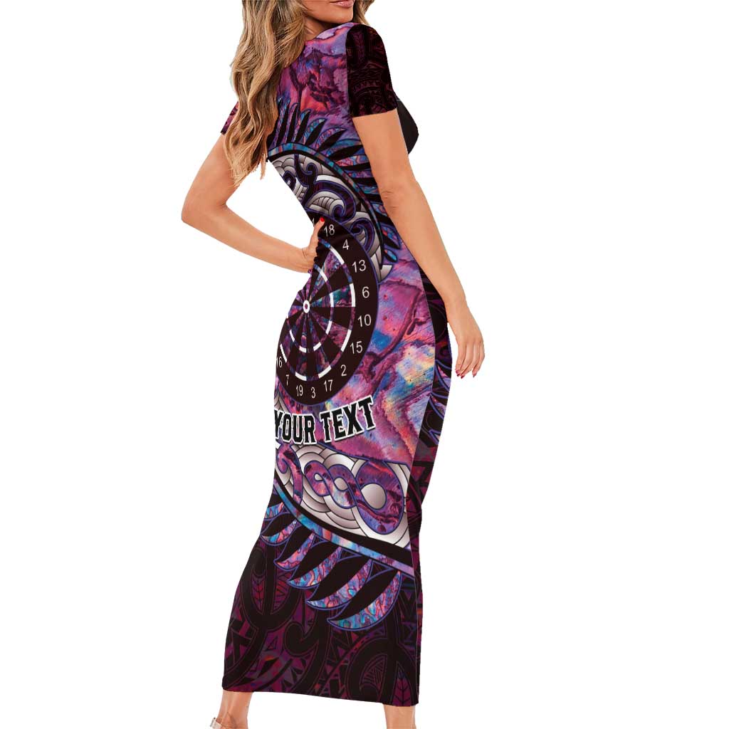 New Zealand Darts Personalised Family Matching Short Sleeve Bodycon Dress and Hawaiian Shirt Aotearoa Silver Fern Pink Papua Shell Spirit LT9 - Polynesian Pride