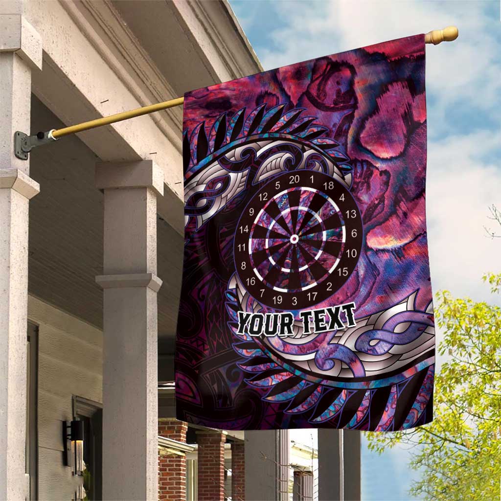 New Zealand Darts Personalised Garden Flag Aotearoa Silver Fern Pink Papua Shell Spirit LT9 House Flag Pink - Polynesian Pride
