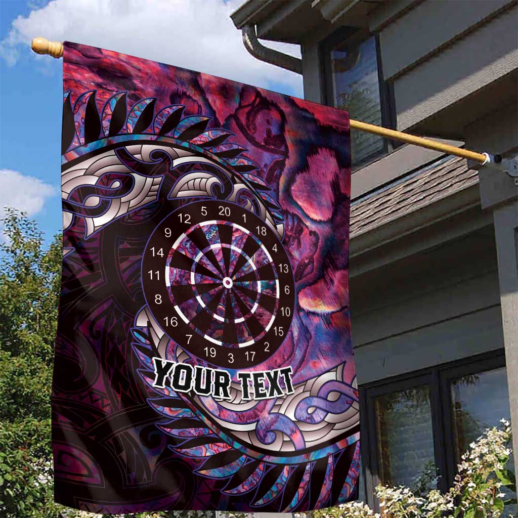 New Zealand Darts Personalised Garden Flag Aotearoa Silver Fern Pink Papua Shell Spirit LT9 - Polynesian Pride