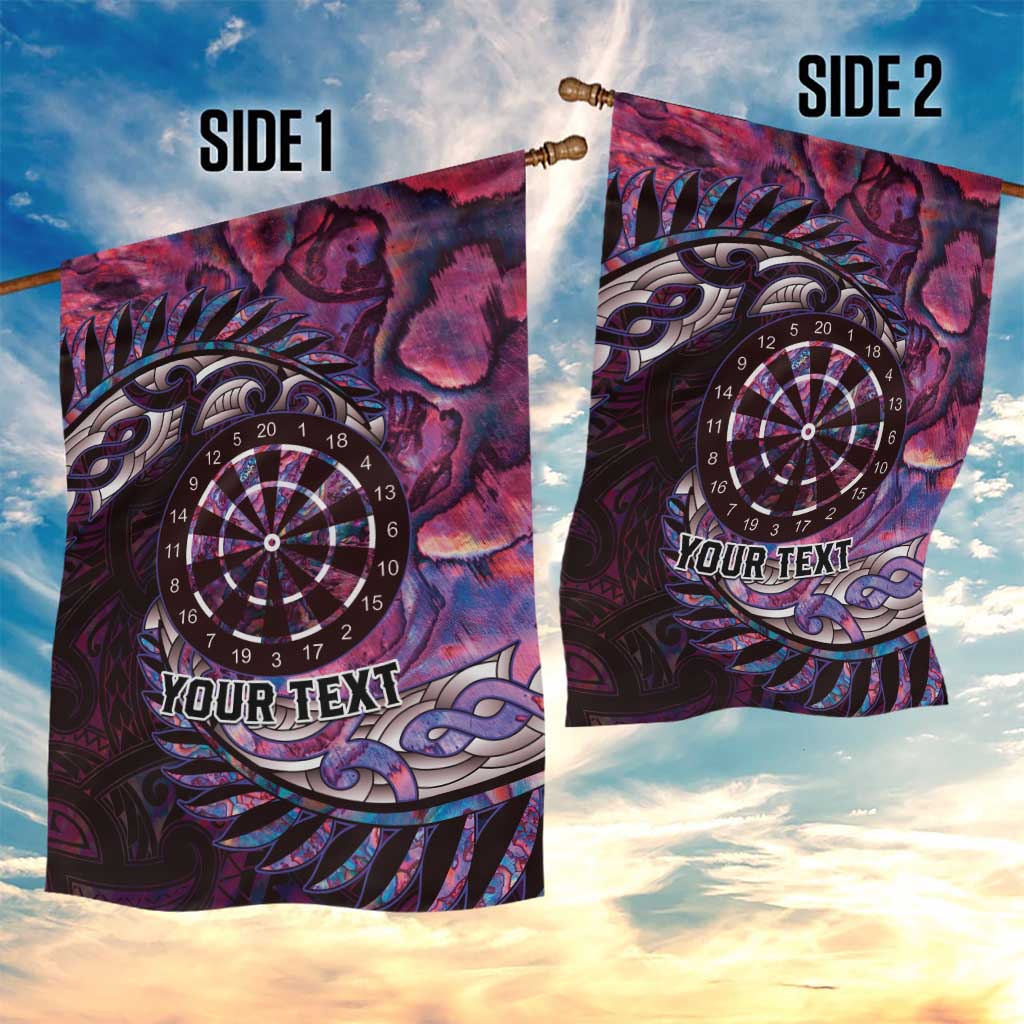 New Zealand Darts Personalised Garden Flag Aotearoa Silver Fern Pink Papua Shell Spirit LT9 - Polynesian Pride