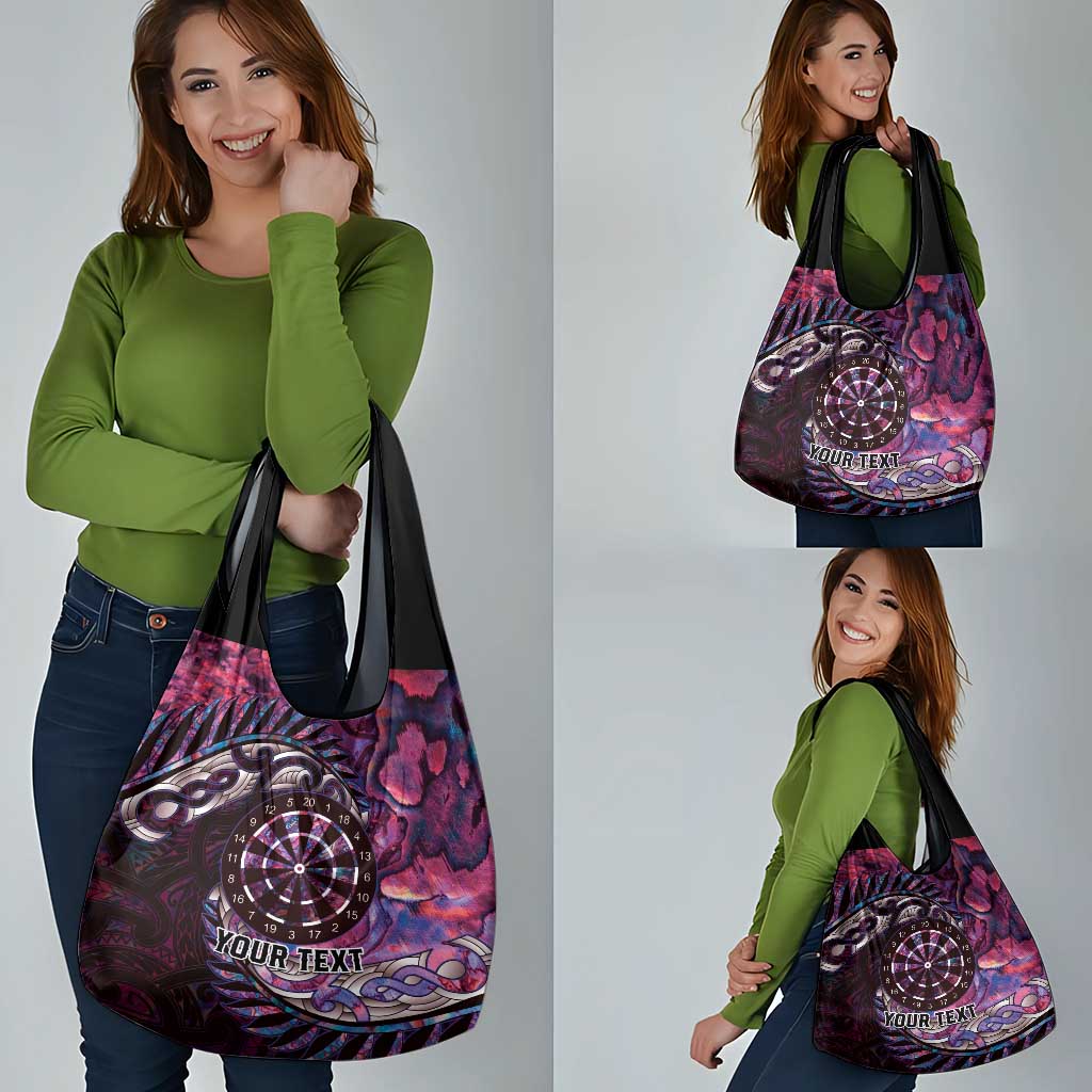 New Zealand Darts Personalised Grocery Bag Aotearoa Silver Fern Pink Papua Shell Spirit LT9 - Polynesian Pride