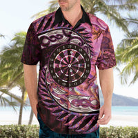New Zealand Darts Personalised Hawaiian Shirt Aotearoa Silver Fern Pink Papua Shell Spirit LT9 - Polynesian Pride