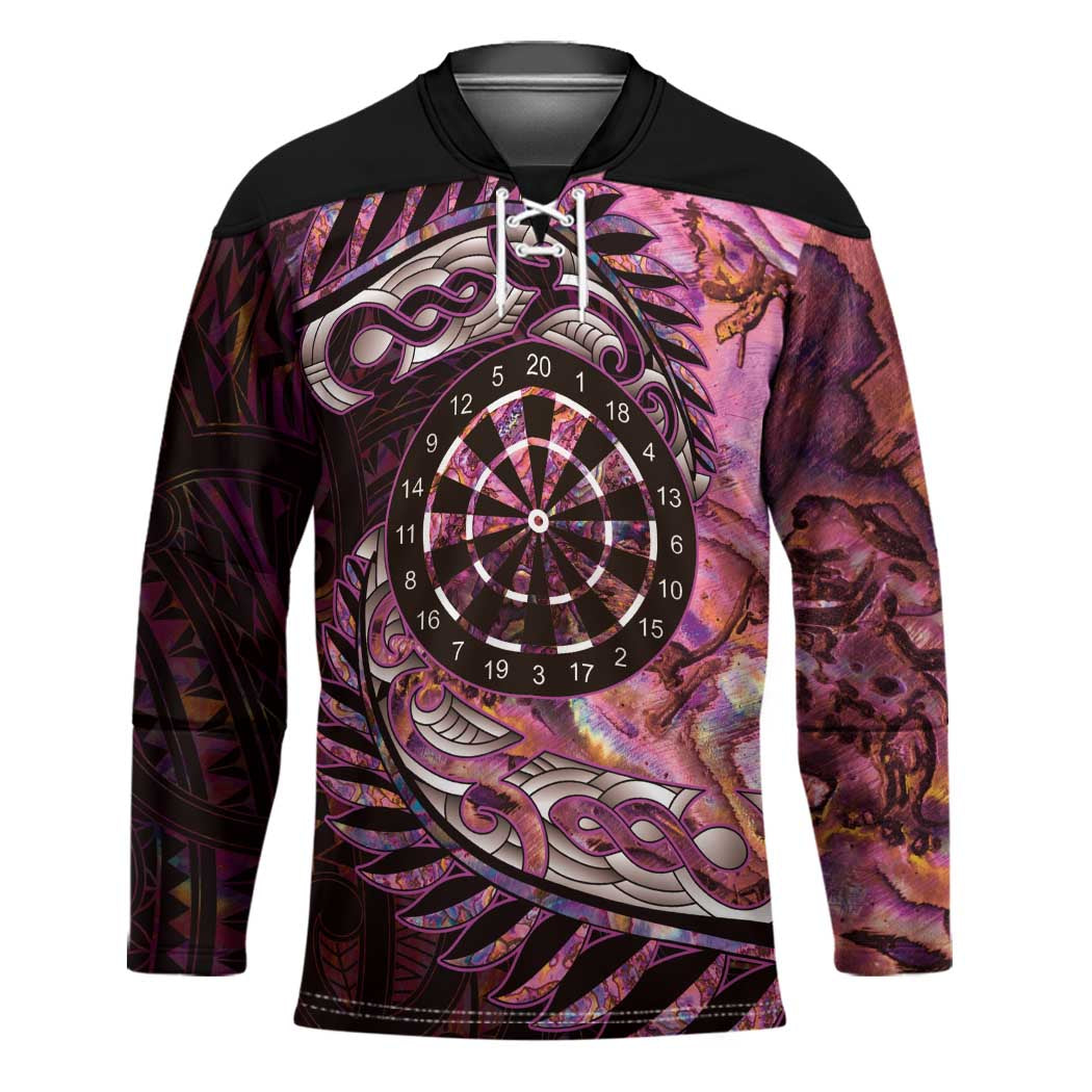 New Zealand Darts Personalised Hockey Jersey Aotearoa Silver Fern Pink Papua Shell Spirit - Polynesian Pride