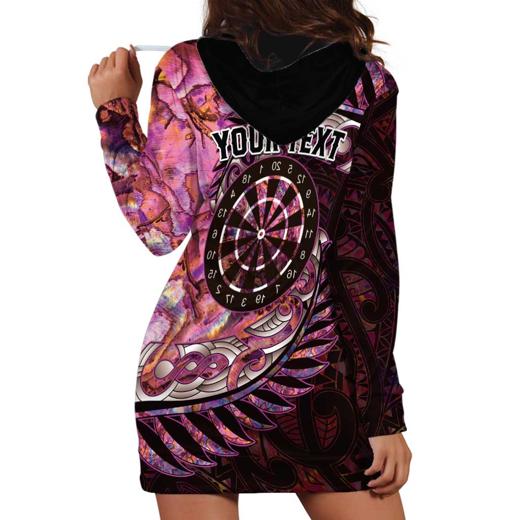 New Zealand Darts Personalised Hoodie Dress Aotearoa Silver Fern Pink Papua Shell Spirit LT9 - Polynesian Pride