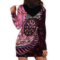 New Zealand Darts Personalised Hoodie Dress Aotearoa Silver Fern Pink Papua Shell Spirit LT9 - Polynesian Pride