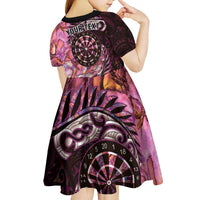 New Zealand Darts Personalised Kid Short Sleeve Dress Aotearoa Silver Fern Pink Papua Shell Spirit LT9 - Polynesian Pride