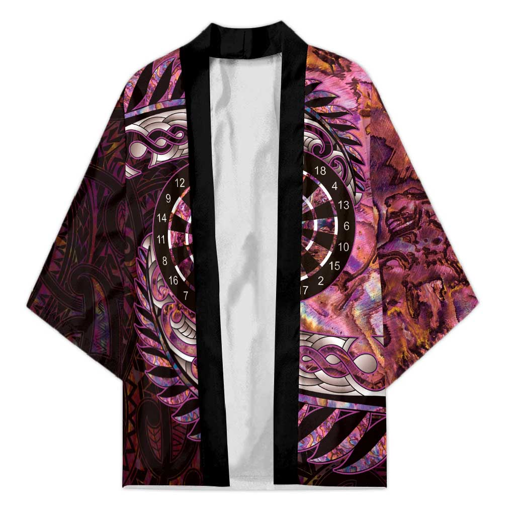 New Zealand Darts Personalised Kimono Aotearoa Silver Fern Pink Papua Shell Spirit LT9 Unisex Pink - Polynesian Pride