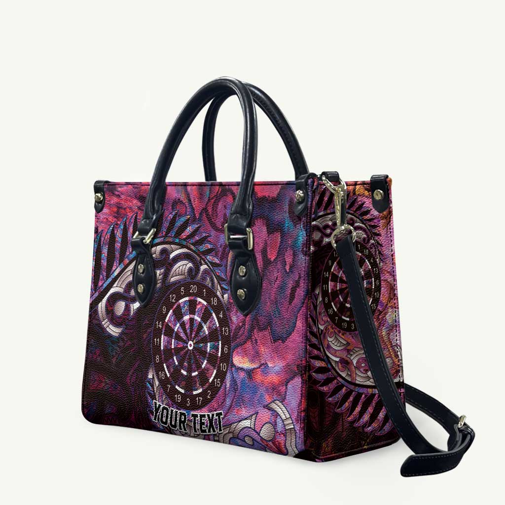 New Zealand Darts Personalised Leather Bag Aotearoa Silver Fern Pink Papua Shell Spirit LT9 Pink - Polynesian Pride