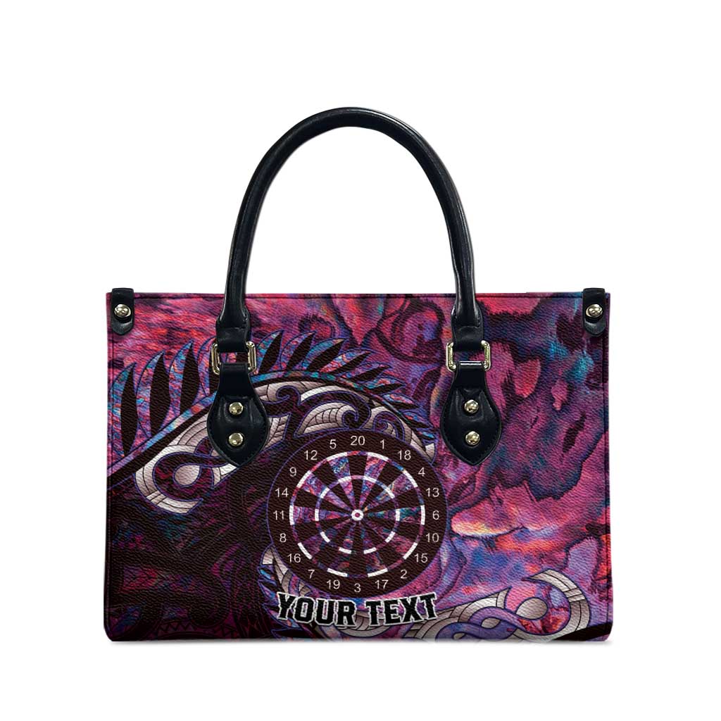 New Zealand Darts Personalised Leather Bag Aotearoa Silver Fern Pink Papua Shell Spirit LT9 - Polynesian Pride