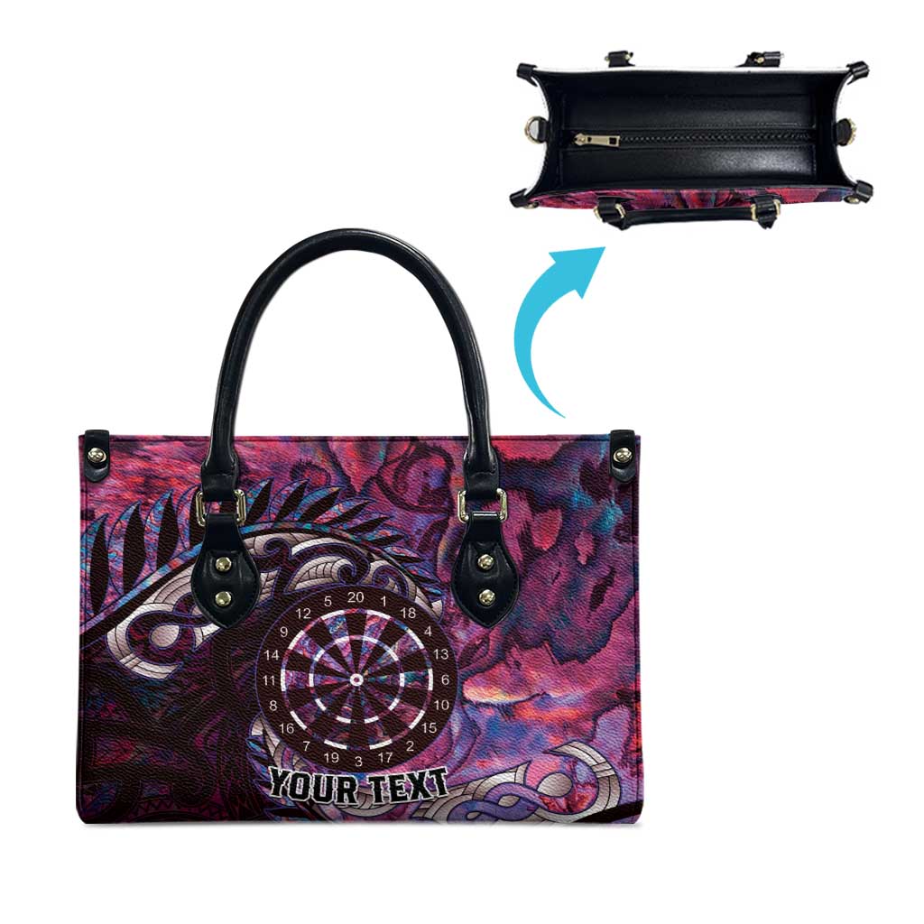 New Zealand Darts Personalised Leather Bag Aotearoa Silver Fern Pink Papua Shell Spirit LT9 - Polynesian Pride