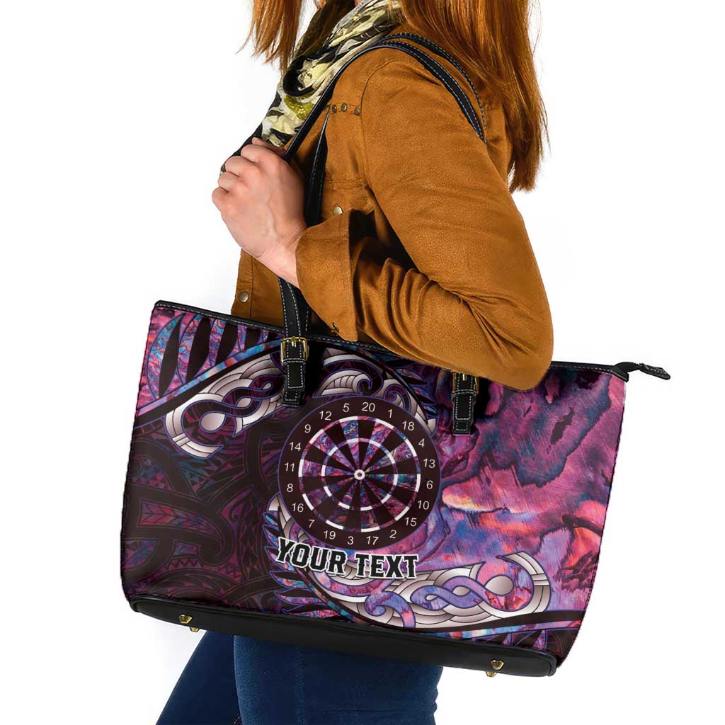 New Zealand Darts Personalised Leather Tote Bag Aotearoa Silver Fern Pink Papua Shell Spirit LT9 Pink - Polynesian Pride