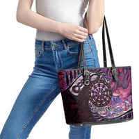 New Zealand Darts Personalised Leather Tote Bag Aotearoa Silver Fern Pink Papua Shell Spirit LT9 - Polynesian Pride