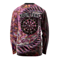 New Zealand Darts Personalised Long Sleeve Shirt Aotearoa Silver Fern Pink Papua Shell Spirit LT9 - Polynesian Pride