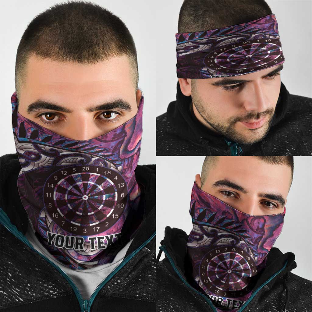 New Zealand Darts Personalised Neck Gaiter Aotearoa Silver Fern Pink Papua Shell Spirit LT9 - Polynesian Pride