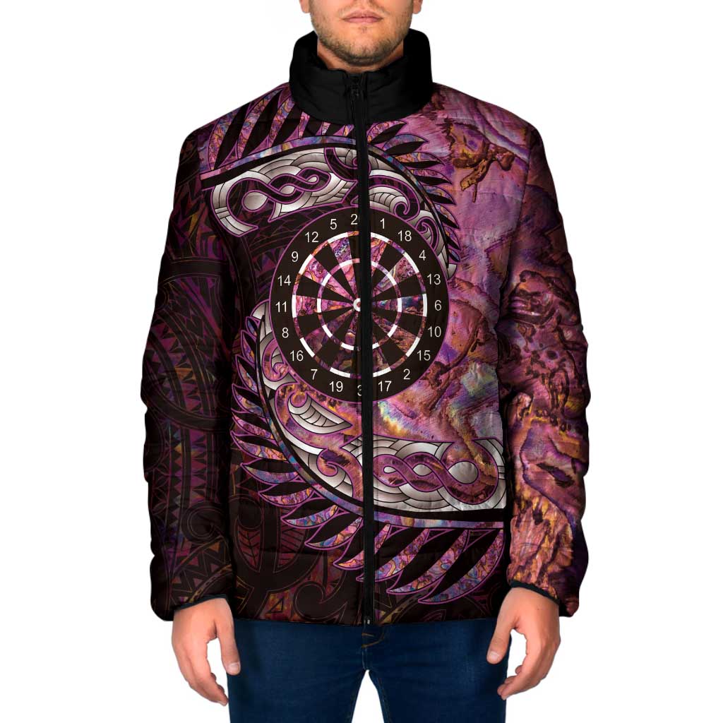 New Zealand Darts Personalised Padded Jacket Aotearoa Silver Fern Pink Papua Shell Spirit LT9 Men Pink - Polynesian Pride