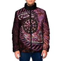 New Zealand Darts Personalised Padded Jacket Aotearoa Silver Fern Pink Papua Shell Spirit LT9 Men Pink - Polynesian Pride