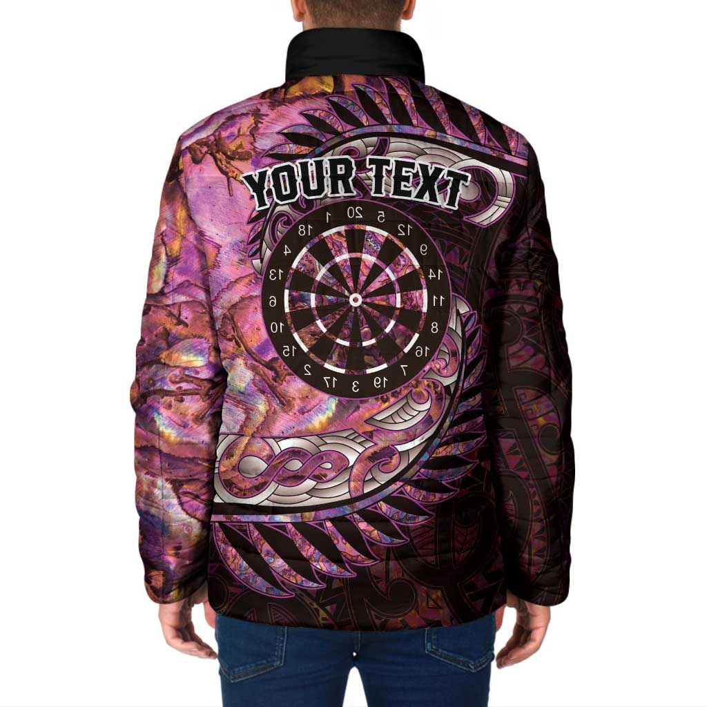 New Zealand Darts Personalised Padded Jacket Aotearoa Silver Fern Pink Papua Shell Spirit LT9 - Polynesian Pride