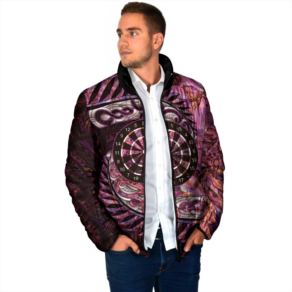 New Zealand Darts Personalised Padded Jacket Aotearoa Silver Fern Pink Papua Shell Spirit LT9 - Polynesian Pride