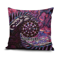 New Zealand Darts Personalised Pillow Cover Aotearoa Silver Fern Pink Papua Shell Spirit LT9 Pink - Polynesian Pride