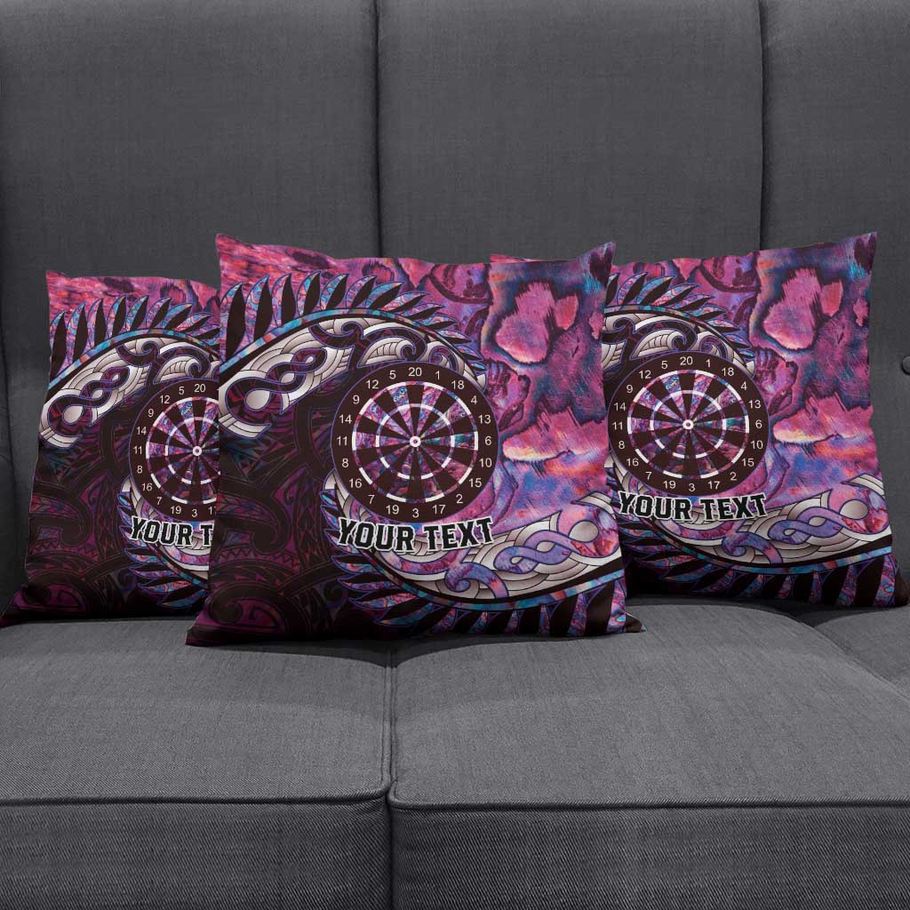 New Zealand Darts Personalised Pillow Cover Aotearoa Silver Fern Pink Papua Shell Spirit LT9 - Polynesian Pride