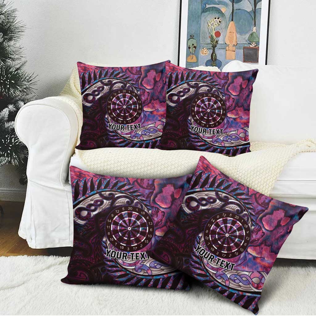 New Zealand Darts Personalised Pillow Cover Aotearoa Silver Fern Pink Papua Shell Spirit LT9 - Polynesian Pride