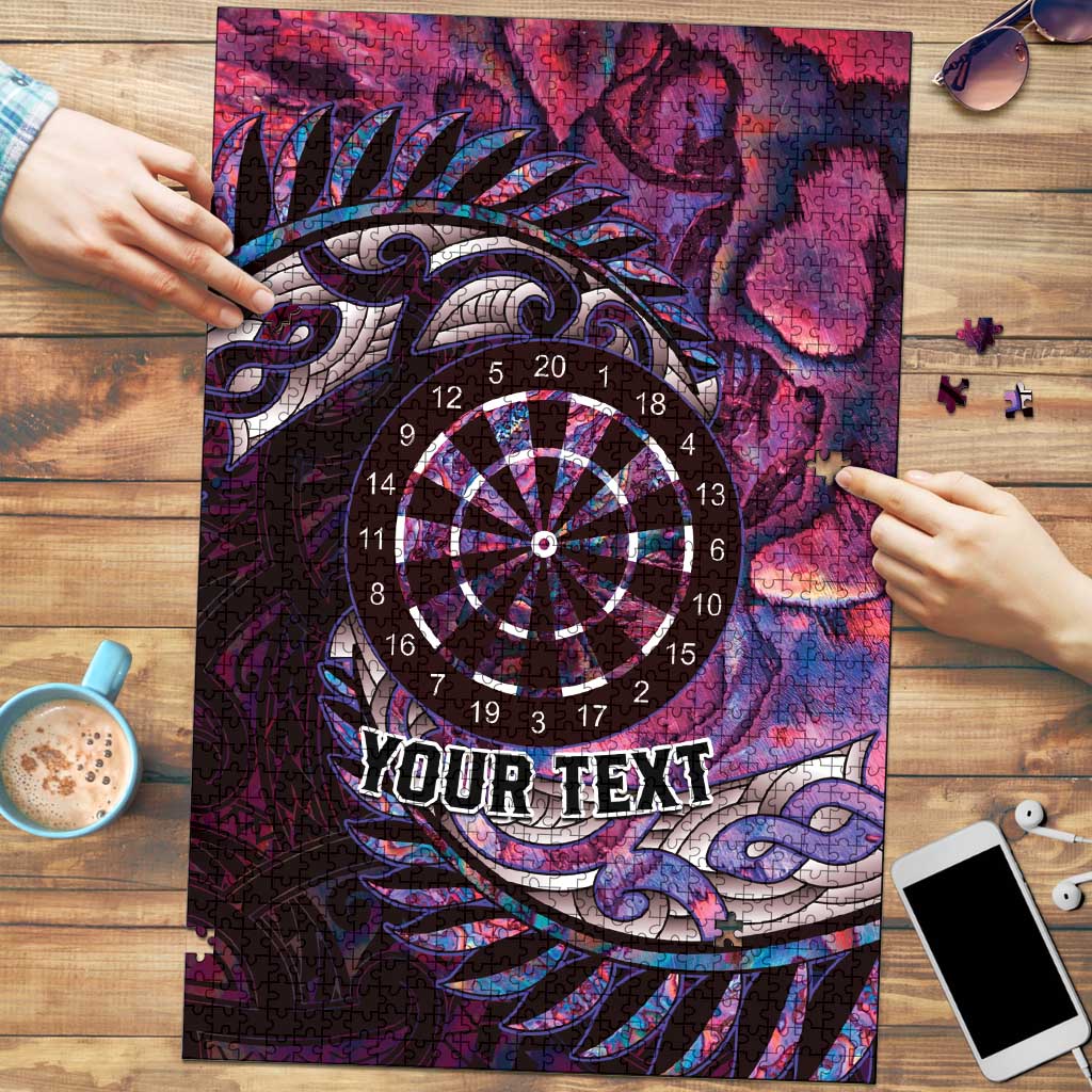 New Zealand Darts Personalised Puzzle Aotearoa Silver Fern Pink Papua Shell Spirit LT9 Pink - Polynesian Pride