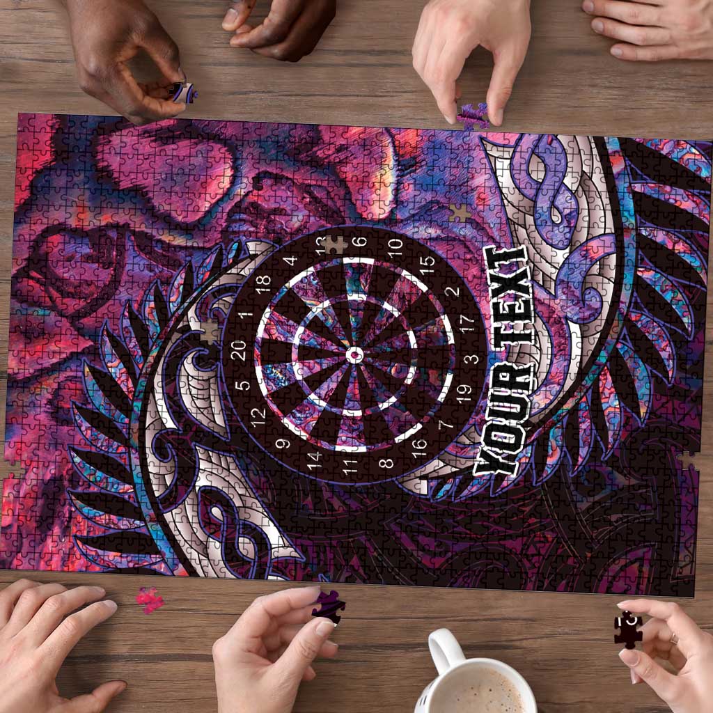 New Zealand Darts Personalised Puzzle Aotearoa Silver Fern Pink Papua Shell Spirit LT9 - Polynesian Pride