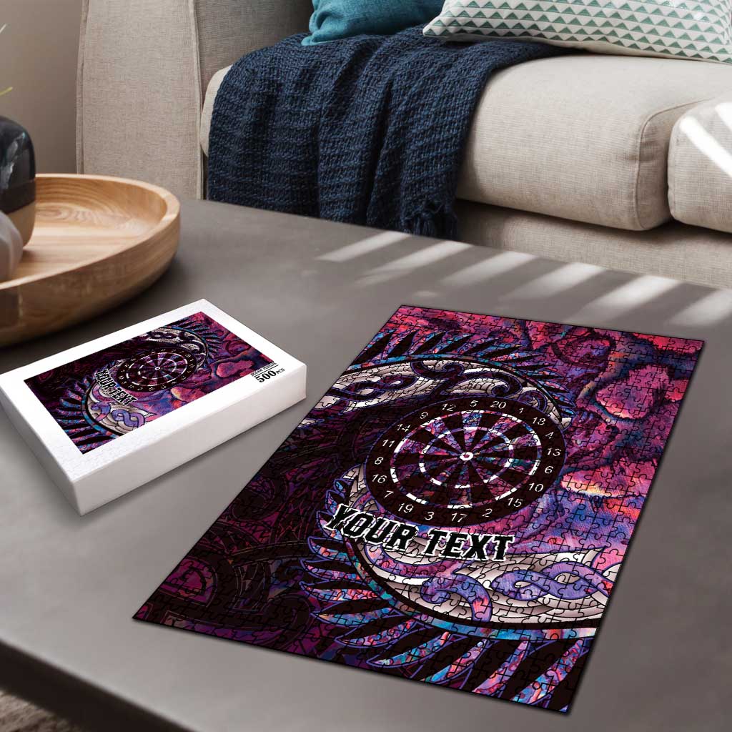 New Zealand Darts Personalised Puzzle Aotearoa Silver Fern Pink Papua Shell Spirit LT9 - Polynesian Pride