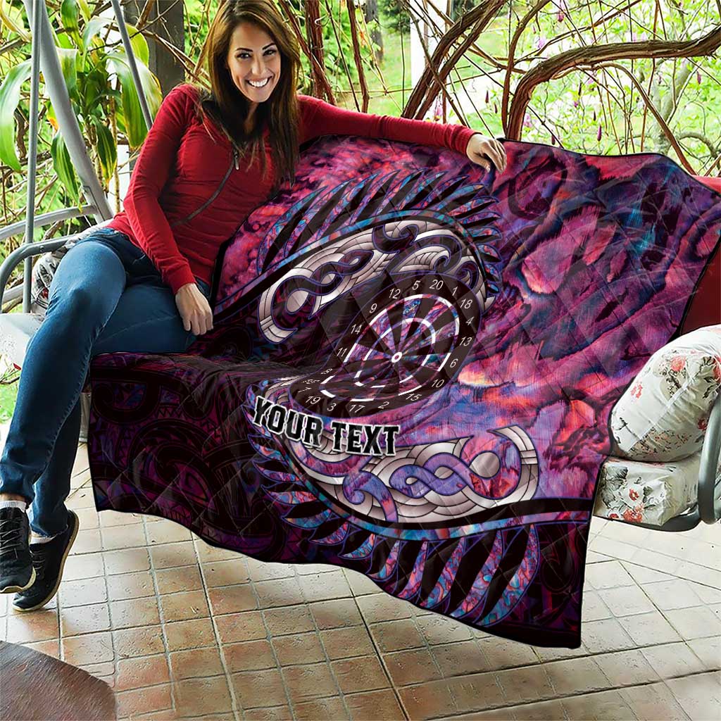 New Zealand Darts Personalised Quilt Aotearoa Silver Fern Pink Papua Shell Spirit LT9 - Polynesian Pride