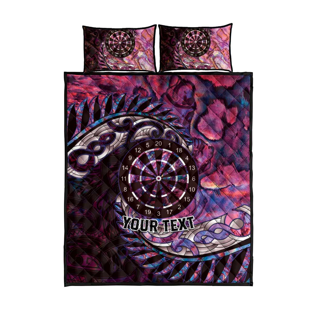 New Zealand Darts Personalised Quilt Bed Set Aotearoa Silver Fern Pink Papua Shell Spirit LT9 - Polynesian Pride