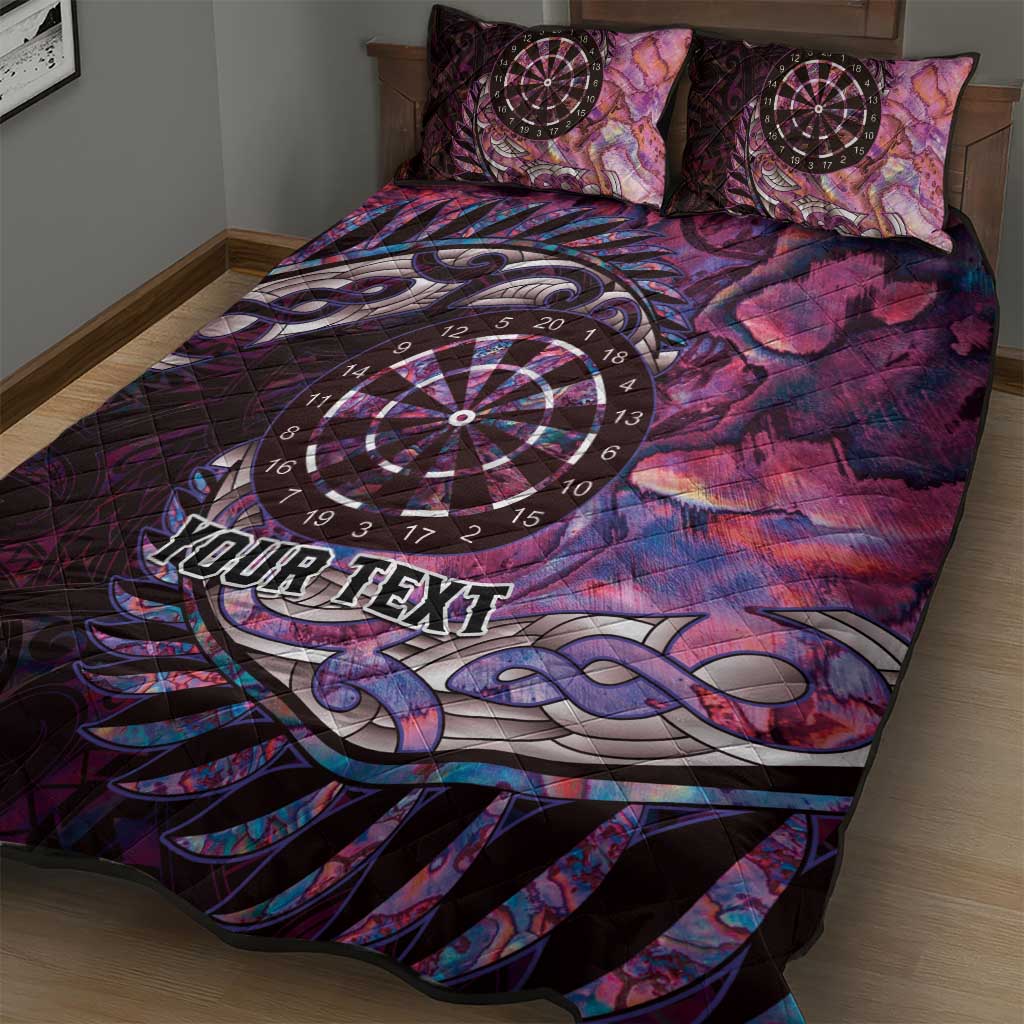 New Zealand Darts Personalised Quilt Bed Set Aotearoa Silver Fern Pink Papua Shell Spirit LT9 - Polynesian Pride