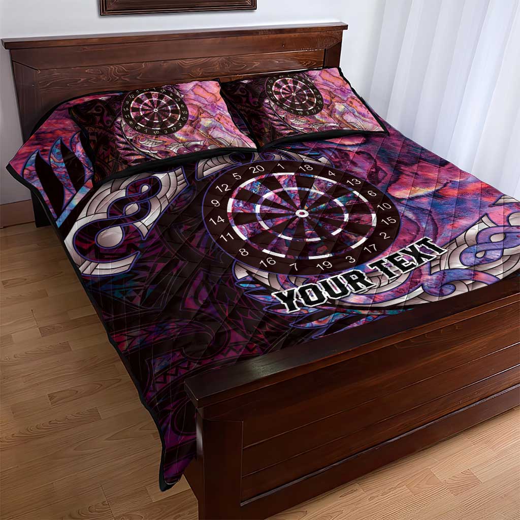 New Zealand Darts Personalised Quilt Bed Set Aotearoa Silver Fern Pink Papua Shell Spirit LT9 - Polynesian Pride