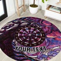 New Zealand Darts Personalised Round Carpet Aotearoa Silver Fern Pink Papua Shell Spirit LT9 Pink - Polynesian Pride