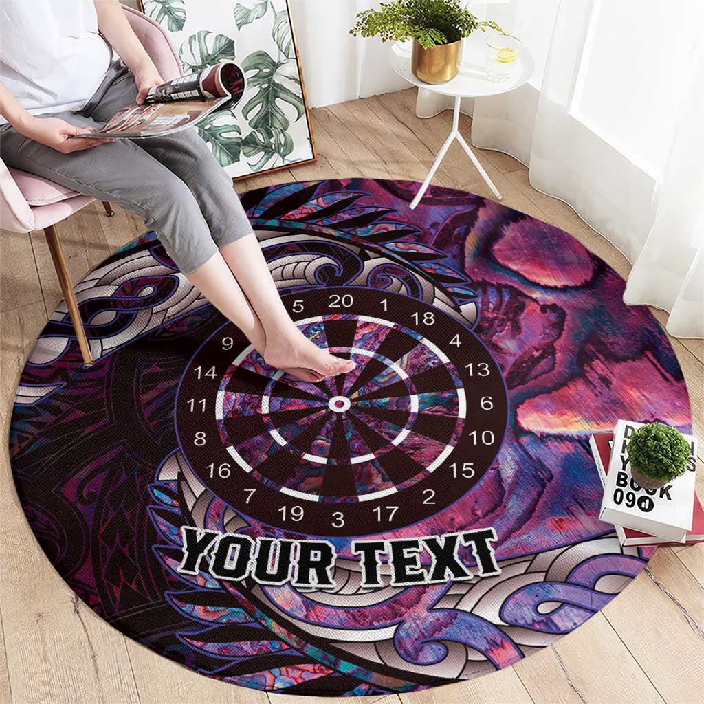 New Zealand Darts Personalised Round Carpet Aotearoa Silver Fern Pink Papua Shell Spirit LT9 - Polynesian Pride