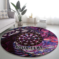 New Zealand Darts Personalised Round Carpet Aotearoa Silver Fern Pink Papua Shell Spirit LT9 - Polynesian Pride
