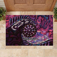 New Zealand Darts Personalised Rubber Doormat Aotearoa Silver Fern Pink Papua Shell Spirit LT9 Pink - Polynesian Pride