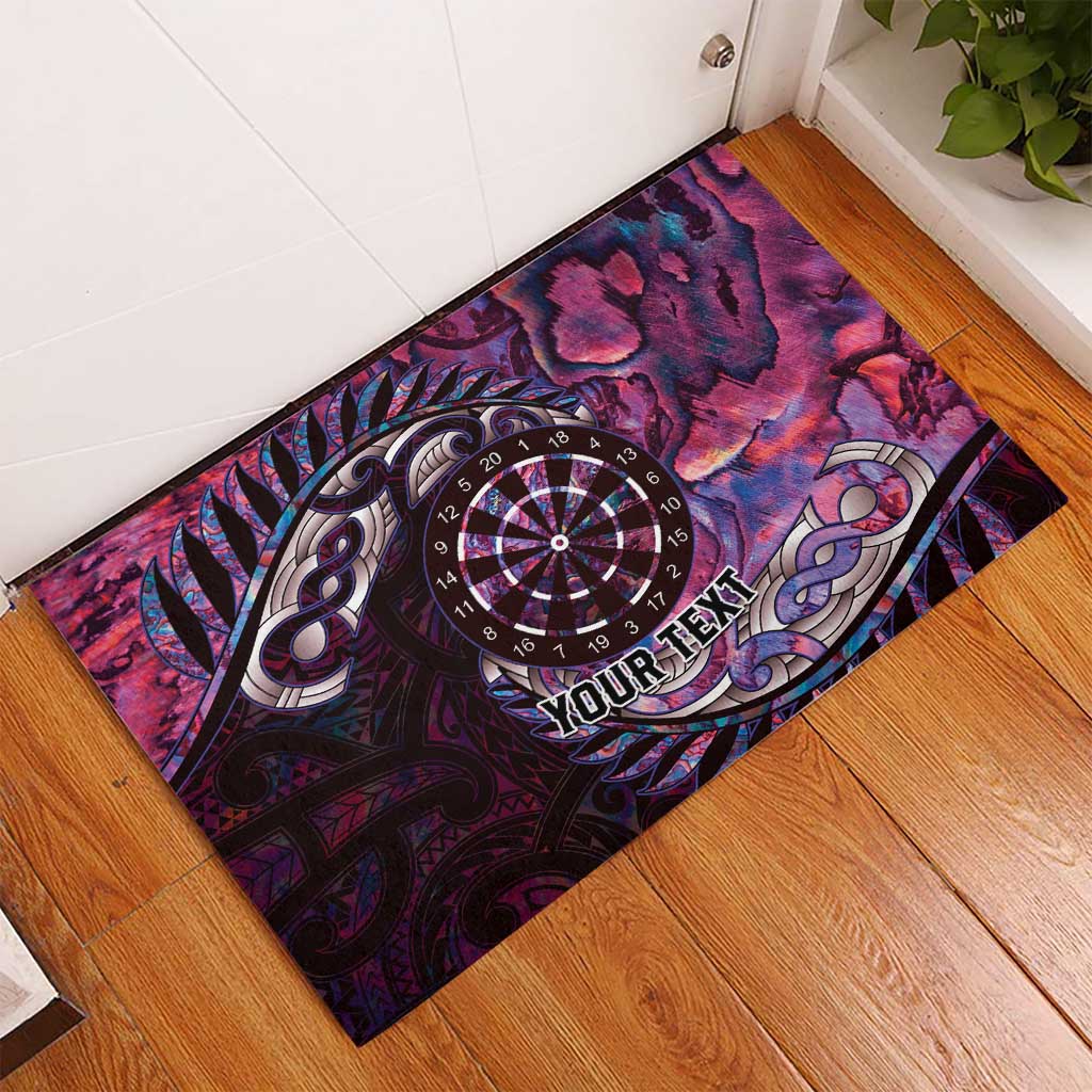 New Zealand Darts Personalised Rubber Doormat Aotearoa Silver Fern Pink Papua Shell Spirit LT9 - Polynesian Pride
