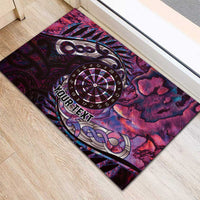 New Zealand Darts Personalised Rubber Doormat Aotearoa Silver Fern Pink Papua Shell Spirit LT9 - Polynesian Pride