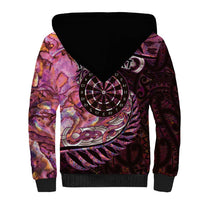 New Zealand Darts Personalised Sherpa Hoodie Aotearoa Silver Fern Pink Papua Shell Spirit LT9 - Polynesian Pride